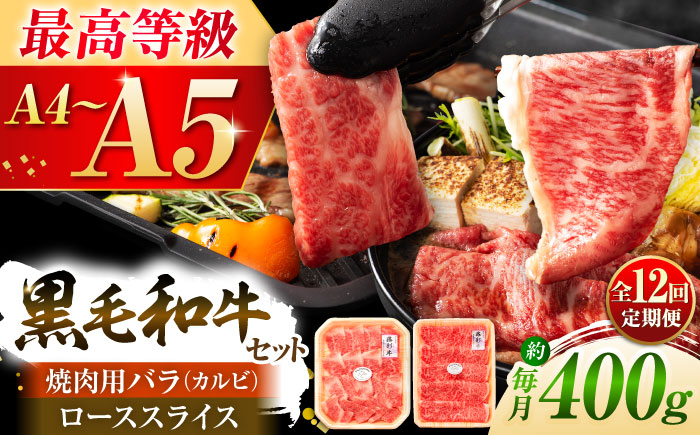 【全12回定期便】くまもと黒毛和牛「藤彩牛」バラ(カルビ)とロースの2種セット 3899【株式会社フジチク】 [BHAD035]