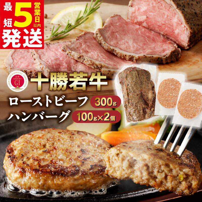 【ふるさと納税】＼ 5営業日以内発送 ／ ブランド牛がたっぷり 500g！ 【 発送月も選べる 】 十勝若牛 の ローストビーフ ・ ハンバーグ セット 選べる発送月 牛肉 肉 国産 赤身肉 ブランド牛 贈り物 お中元 夏ギフト のし 熨斗 清水町 送料無料
