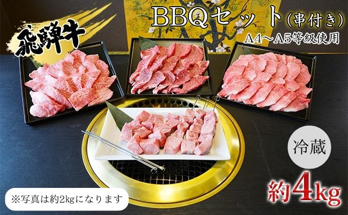 
[№5331-0243]串付き　飛騨牛BBQセット約4kg（A4～A5等級使用）
