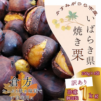 【茨城県産】 2026年度産 訳あり 貴重品種『倉方』の焼き栗 250g×4セット(冷凍)【配送不可地域：離島・沖縄県】【1691415】