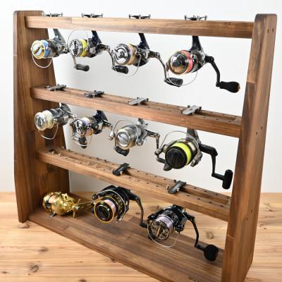 ふるさと納税 横手市 ロッドスタンド両面19本掛け+リールスタンド両面Lサイズ /本体:ブラウン　フェルト:ブラック |  | 02