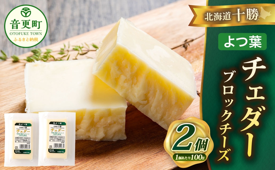 「よつ葉」北海道十勝 チェダー（ブロックチーズ） 100g×2個【B153】