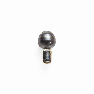 ふるさと納税 座間味村 kerama pearl × blue sapphire earring 2 / K18 (片耳)