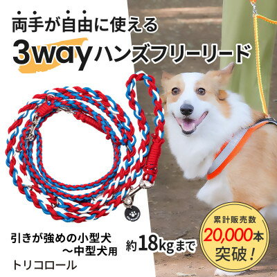 【ふるさと納税】【犬用】3WAYハンズフリーリード(引きが強めの小型～中型犬)トリコロール【ゴールデンママ】【配送不可地域：離島・沖縄県】【1743151】