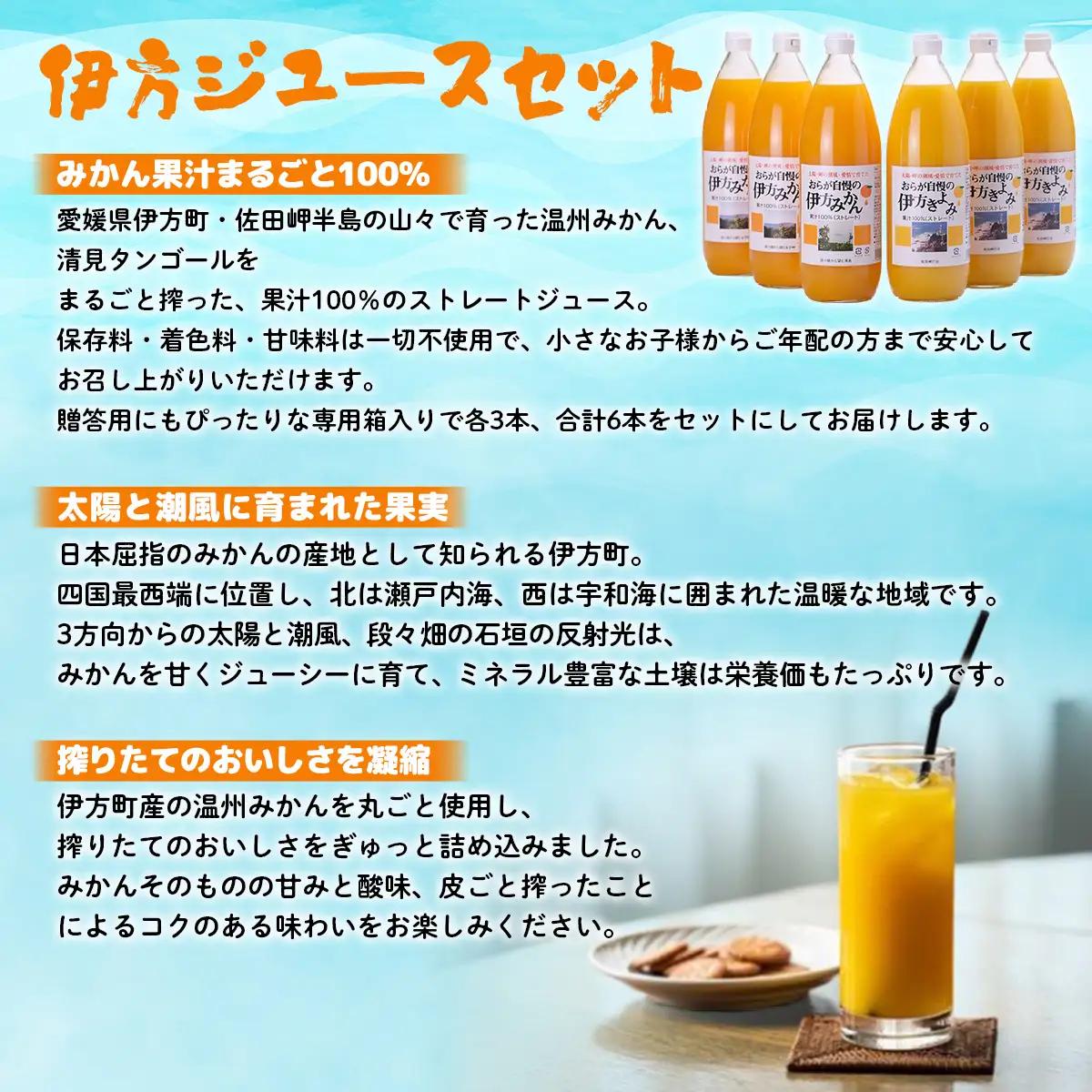 【愛媛県産】おらが自慢のジュースセット（1000ml×6本/みかん3、きよみ3） ストレート果汁100％ 無添加・無着色 【ふるさと納税 人気 おすすめ ランキング みかん ミカン 蜜柑 ゼリー 清見