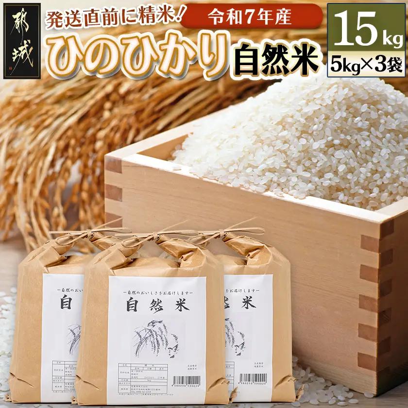 都城市高崎町産ひのひかり「自然米」15kg〔27-68-004-15kg〕_(都城市) 5kg×3袋 高崎町 ヒノヒカリ 白米 お米15kg おこめ 産地直送 精米