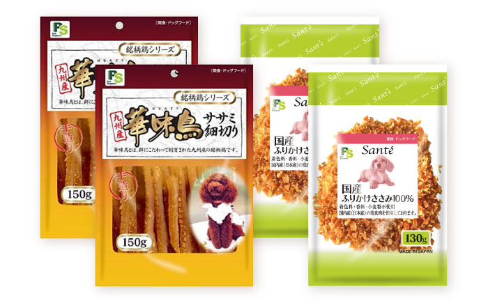 【全12回定期便】華味鳥セット ドッグフード (華味鳥ササミ細切り2袋/ささみふりかけ2袋) / ドッグフード 犬 いぬ ドッグ おやつ ペットフード / 大村市 / サポート [ACAM057]
