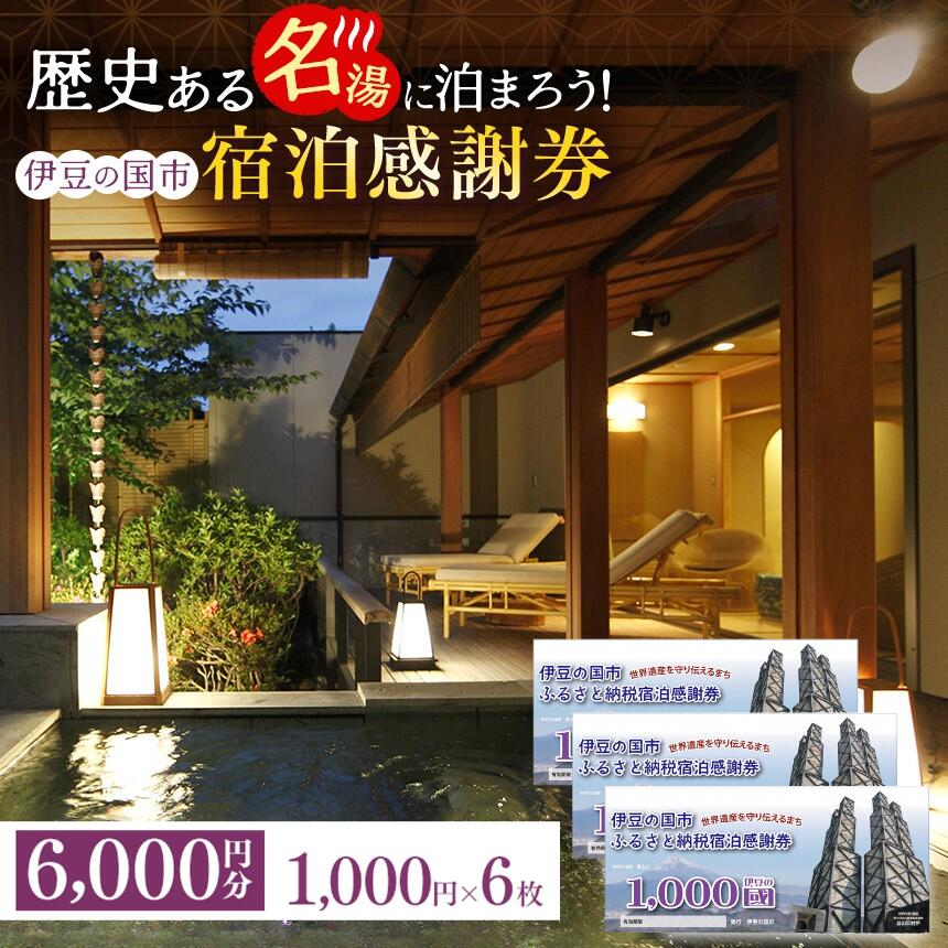 伊豆の国市宿泊感謝券（1000円×6枚） ／ 旅行券 伊豆 温泉 体験 旅行 チケット 送料無料 静岡県
