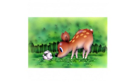 版画 インチ版画「BANBI 出会い」 SOCKS 絵画 F-60