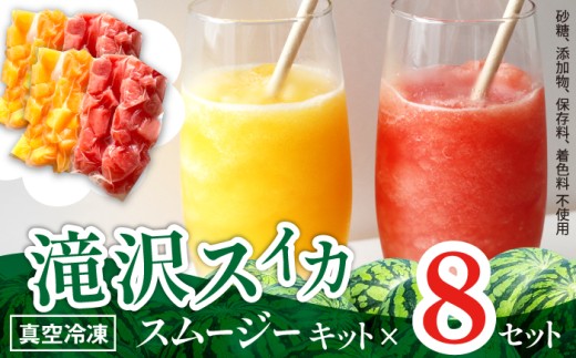 滝沢スイカ スムージー キット 8本 セット 【BON JEWEL】 スムージーキット キット フルーツ 果物 くだもの スイカ すいか 西瓜 冷凍 ８本 夏爽赤 金色羅王 ギフト 贈り物 贈答用 プチギフト ジュース オススメ おすすめ