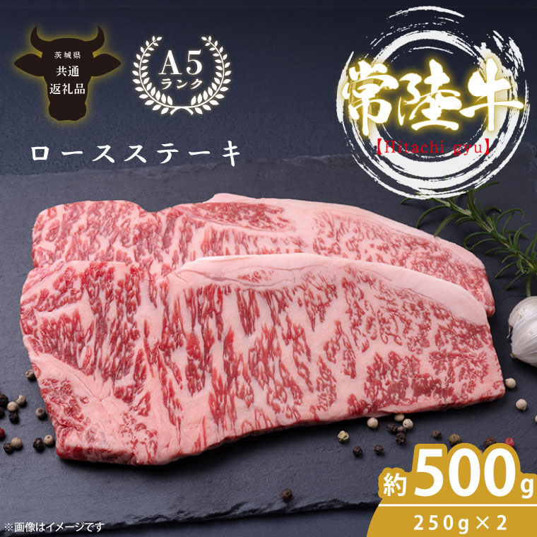 最高級A4.A5ランク 常陸牛ロースステーキ500ｇ（250ｇ×2）【人気肉 お肉 牛肉 和牛 黒毛和牛 国産黒毛和牛 ロース肉 ステーキ 国産牛 焼肉 焼き肉 バーベキュー BBQ A5 ブランド牛】(CR101)