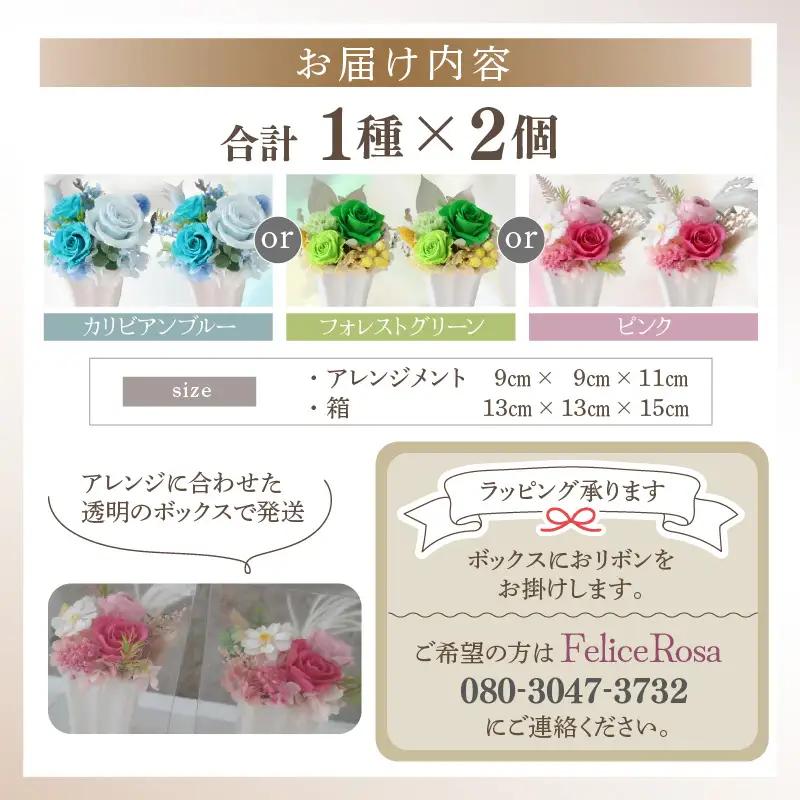 プリザーブドフラワー【グリーン】 2個セット ＜大切な記念日に ペアで飾って＞ ／ インテリア ウェディング 結婚祝 結婚記念日 誕生日 お祝い ギフト プレゼント ブリザーブド フラワー 花 アレン