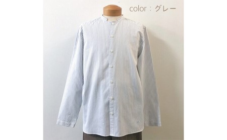 【遠州織物】武襯衣 先染ストライプドビー織シャツ メンズ ノーマリーデザイン グレー ファッション 服 男性  グレーL