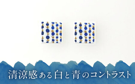 【美濃焼】 手描きの小さなタイルピアス 『水玉』 多治見市 / 七窯社 ピアス アクセサリー おしゃれ[TAP072]