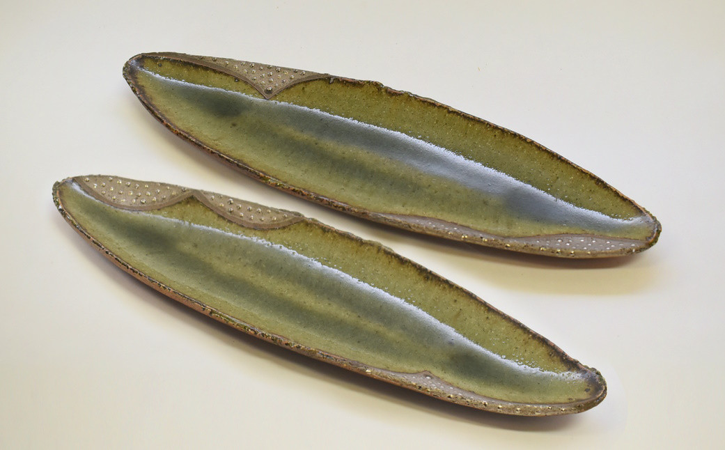 
            銀彩オーバル皿2枚セット 和食器 長皿 平皿 陶芸品 《受注制作》
          