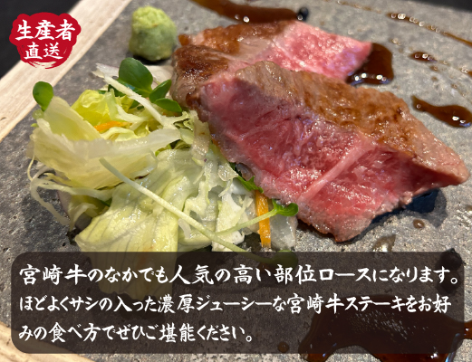 【D040・黒毛和牛レストラン直送】宮崎牛霜降りロースミニステーキ8枚セット（80g×8枚 国産 牛肉 黒毛和牛 霜降り ステーキ ロース 焼肉 BBQ A4等級以上 冷凍 送料無料）