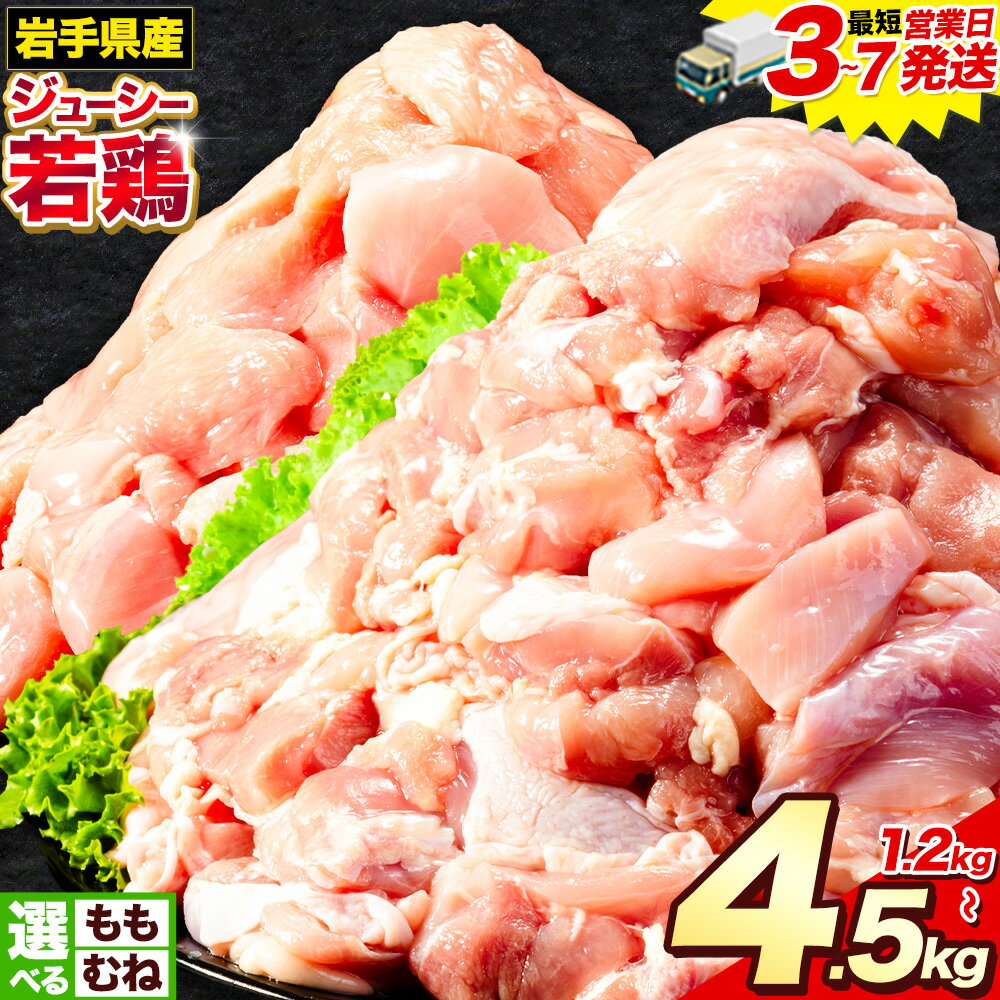 【ふるさと納税】 生活応援企画★速攻出荷 岩手県産 ジューシー 若鶏 選べる3種 もも肉 + むね肉 ハーフ 3.6kg もも肉3kg むね肉4.5kg 九戸村産 国産 小分けパック カット済み とりむね もも肉 鶏 もも肉 おすすめ 肉 とり とり肉 1.2kg 《3-7日以内に出荷予定(土日祝除く)》