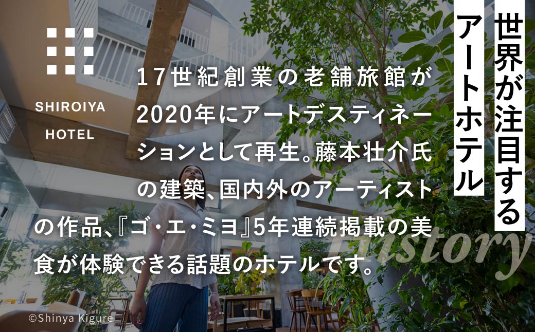 宿泊補助券 白井屋ホテル 90,000円分 | 宿泊券 ホテル 宿泊 旅行 旅行券 アートホテル 非日常 五感 刺激 高級ホテル クリエイター 建築 光 アート 非日常体験 体験 観光 ディナー モー