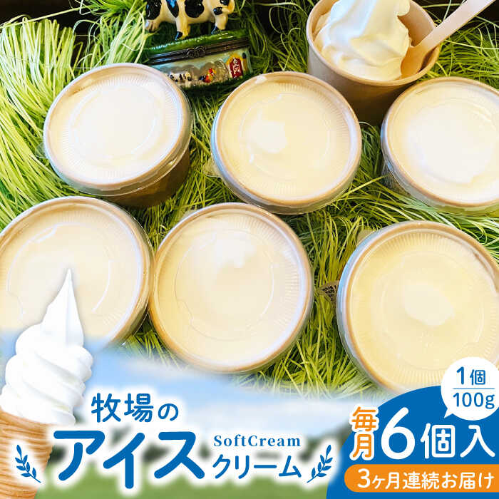 【ふるさと納税】【全3回定期便】牧場の アイスクリーム セット ( 100g × 6個 ) / アイス ソフトクリーム ミルク デザート スイーツ お菓子 熊本 山都町【山の未来舎】[YBV015]