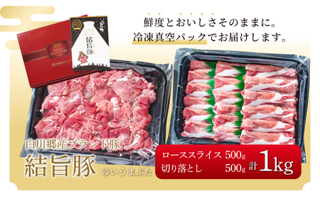 結旨豚 ローススライス 500g 切り落とし 500g 計1kg 冷凍真空パック | 肉 お肉 豚肉 国産 食べ比べ セット 白川郷 岐阜県 白川村 ブランド豚 人気 おすすめ ギフト 飛騨高山ミート