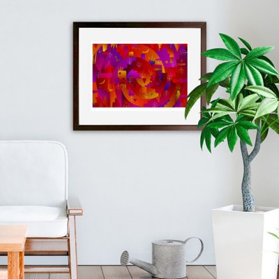 ＼京都・綾部の癒やし系作家/【絵画】　赤いシンボル　　額装サイズ526mmx412mm【1278188】