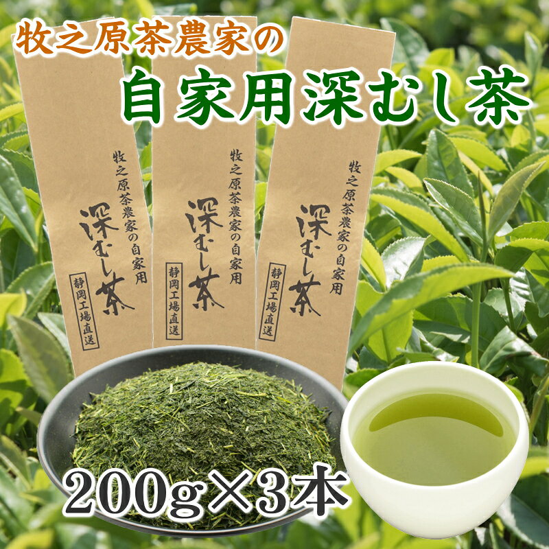 【ふるさと納税】 牧之原茶農家 自家用 深むし茶 200g×3本 緑茶 お茶 日本茶 静岡茶 煎茶 茶葉 贈答品 ギフト 高級 美味しい お手軽 簡単 おすすめ 日用品 便利 おちゃ 茶 家庭 おいしい 急須 人気 日常 深蒸し茶 家庭 カンタン 産地直送 静岡茶 牧之原茶 牧之原市 静岡県