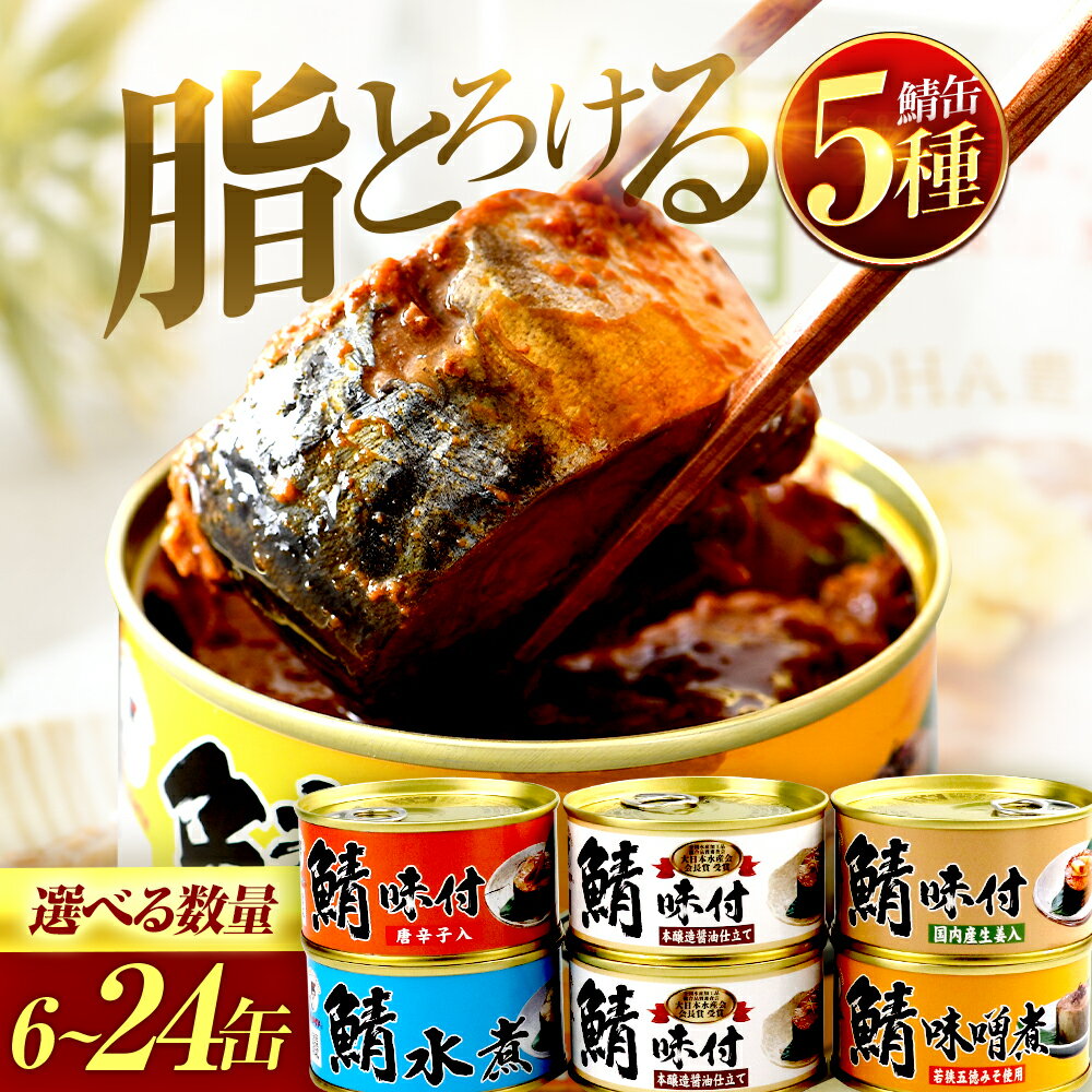 【ふるさと納税】【選べる缶数】【着日指定】鯖缶詰 詰め合わせ A　6缶/12缶/24缶 サバ缶 さば缶 福井県小浜市 キャンプ アウトドア 酒の肴 おつまみ 保存食 災害 ギフト プレゼント 缶詰 缶 水煮 鯖 サバ 缶詰セット [A-003047] [BFAB031]