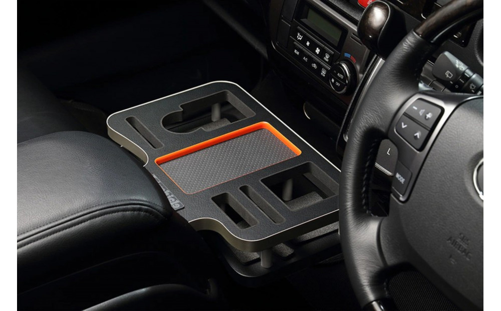 【トヨタ 200系ハイエース用】ドリンク&スマホホルダー　レザーブラック