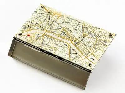 基板アート　名刺入れ【シルバーメタル】【大阪府吹田市】地図 回路図 路線図 CLAUSTRUM コラボ ギフト プレゼント 