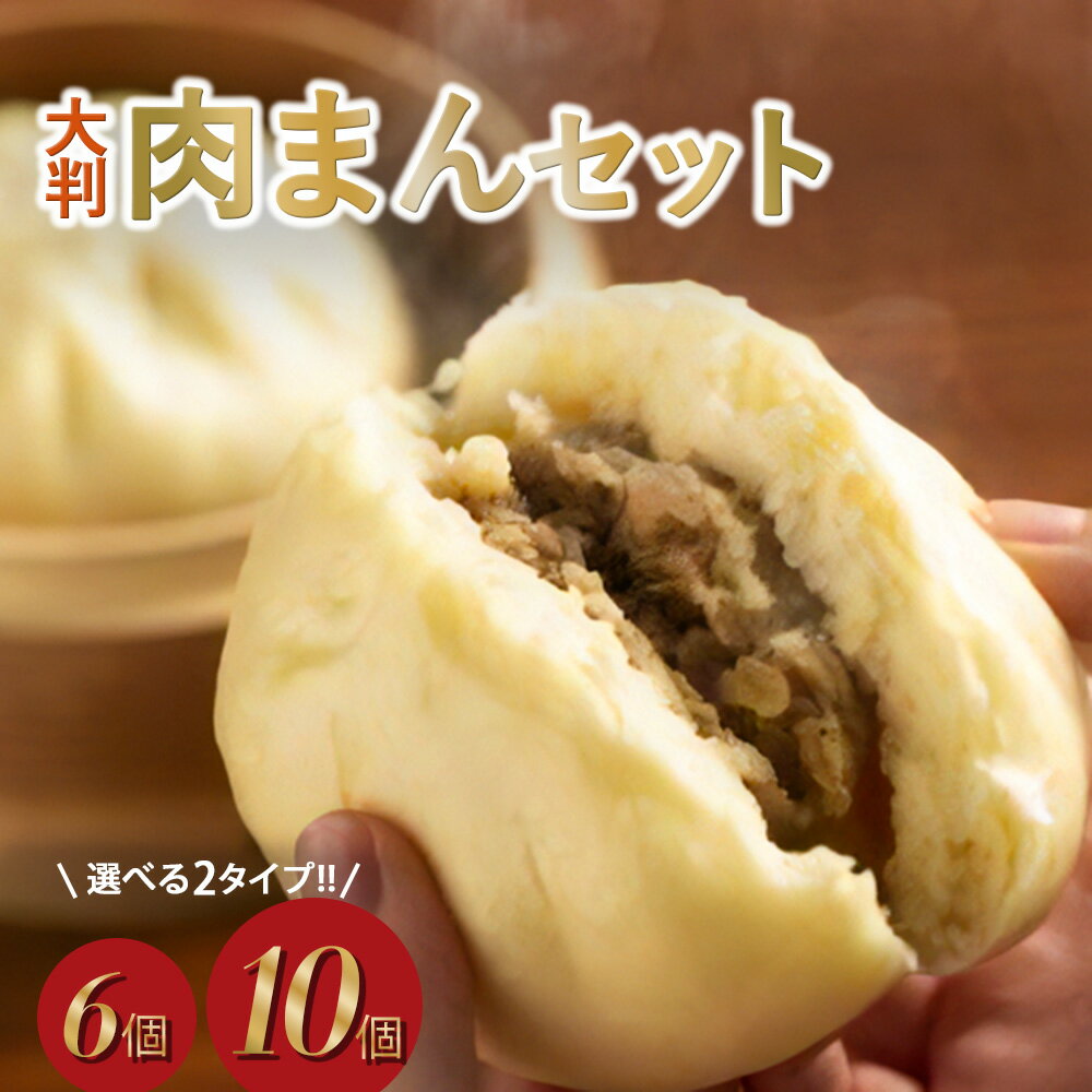 【ふるさと納税】＜選べる容量＞ 大鼎堂の大判 肉まん 6個セット 10個セット 中華総菜 豚まん 点心 中華 国産豚 朝食 おやつ 個包装 レンジ対応 福岡 福津市 冷凍 送料無料 [Z4259r][Z4260r]