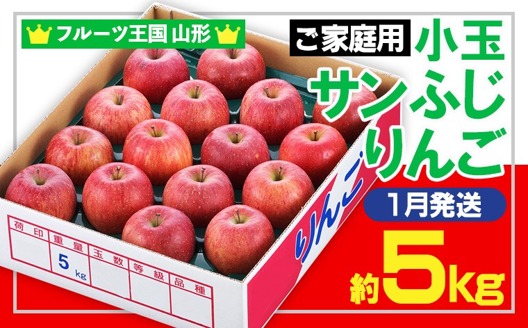 
                  【2027年1月発送】★フルーツ王国山形★小玉サンふじりんご（無袋）【ご家庭用】優品　約5kg(玉数おまかせ) FZ26-812
                