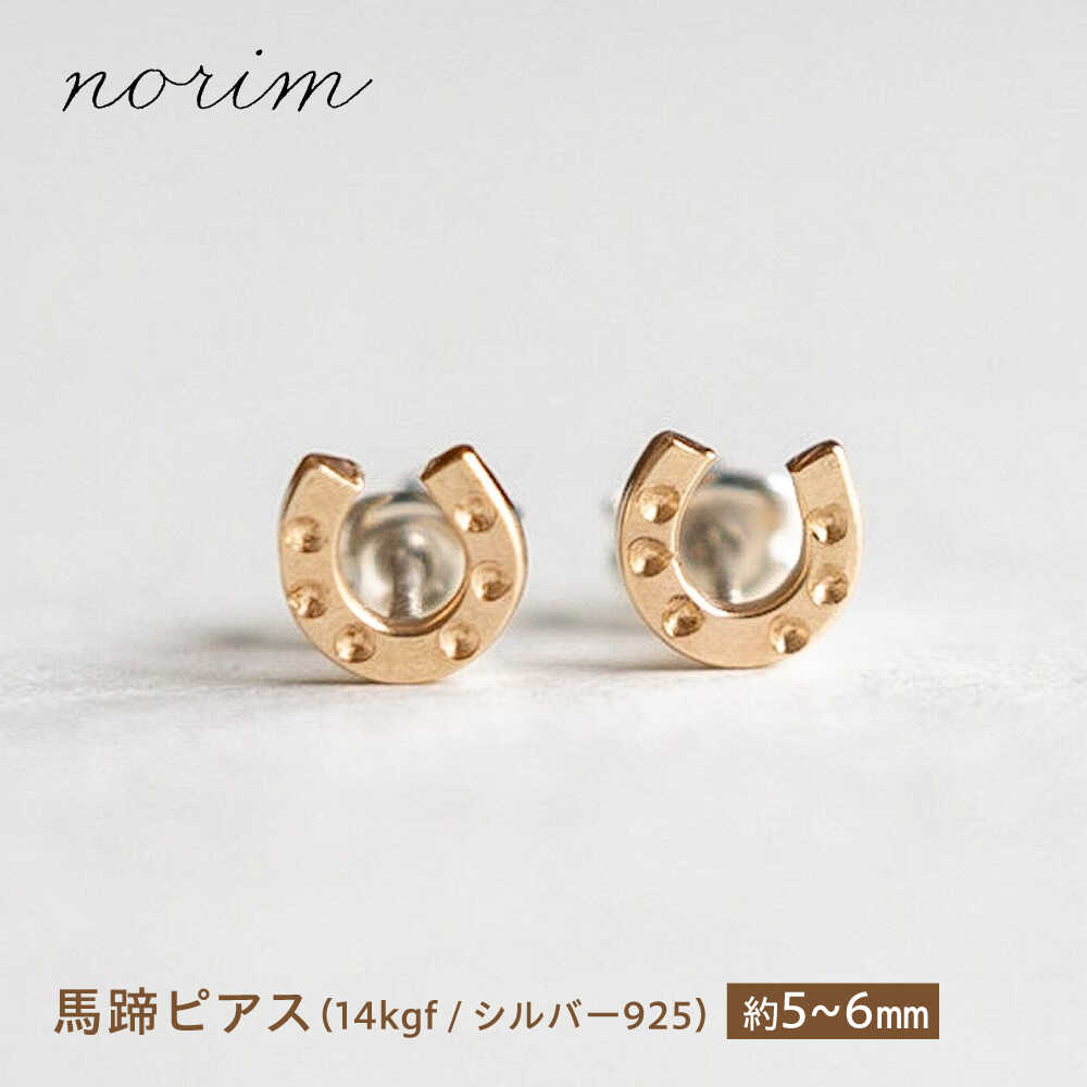 【ふるさと納税】馬蹄ピアス 14kgf ×シルバー925 / 競馬 馬 グッズ 馬蹄 ハンドメイド ピアス アクセサリー シルバー / 栗東市 / norim[BIBP011]