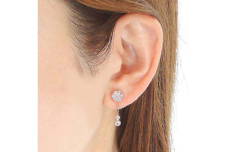 ピアス K18PG ピンクゴールド ダイヤモンド 【0.9ct】フラワー 花 揺れるピアス 振り子 スタッドピアス【f232-k18pg】 [株式会社オーダーメイドジュエリーメイ 山梨県 韮崎市 20