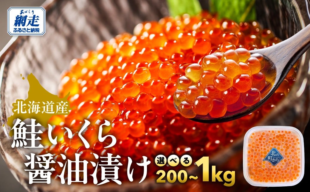 
                  北海道産鮭いくら醤油漬け 【選べるグラム数 200g・600g・1kg】　【 ふるさと納税 人気 おすすめ ランキング いくら イクラ 醤油漬 醤油漬け いくら醤油 いくら醤油漬け イクラ醤油漬け いくら丼 イクラ丼 海鮮丼 寿司 冷凍 網走産 オホーツク 北海道 網走市 送料無料 】 ABBW001-z
                