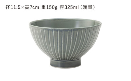 【波佐見焼】彫刻紋 藍墨 茶碗 〈草林彫〉3点セット【西海陶器】[OA522]