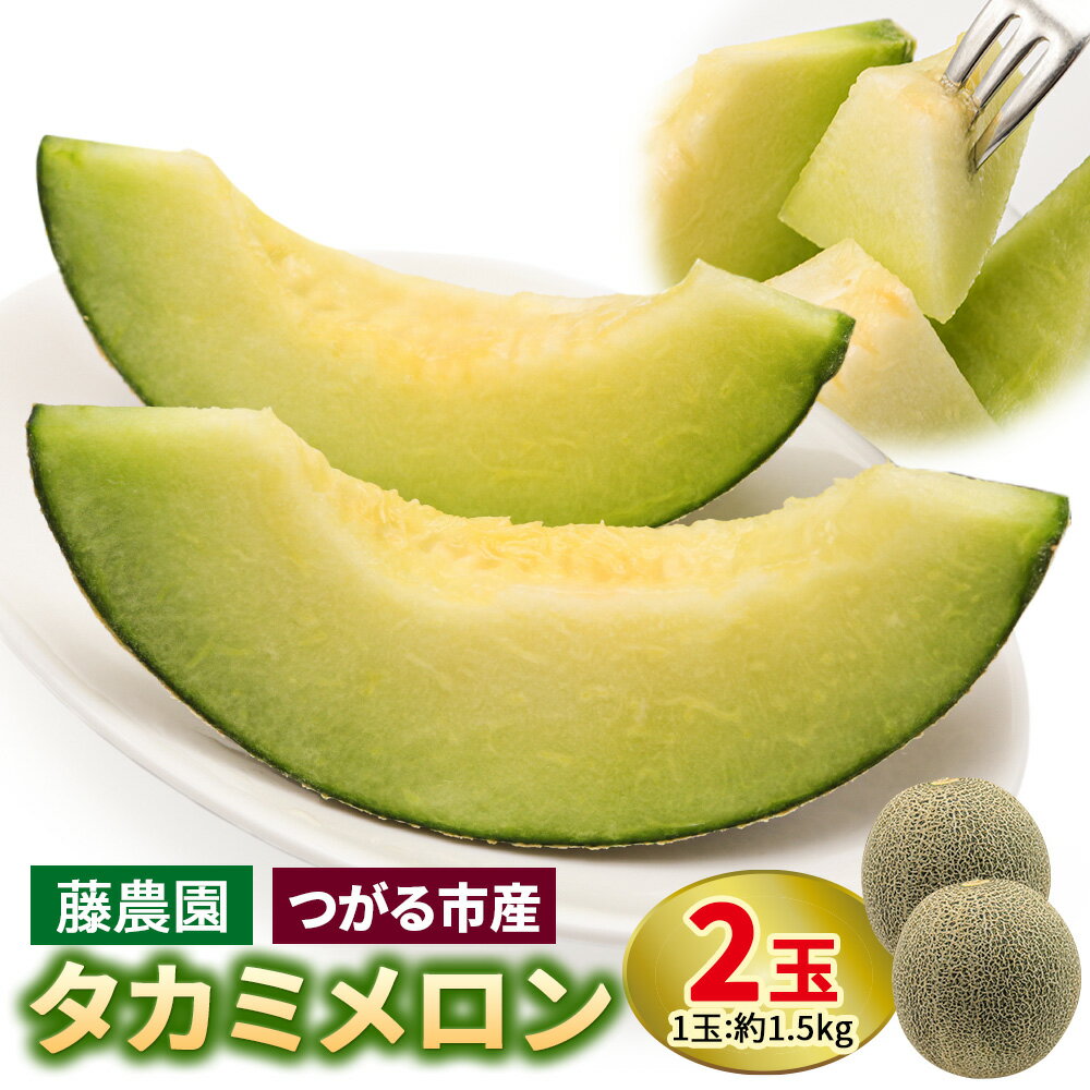 【ふるさと納税】タカミメロン 2玉セット｜つがる市産 青森産 産直 2026年産 令和8年 夏 めろん 果物 フルーツ 旬 特産 藤農園 農福連携 先行受付 [0836]