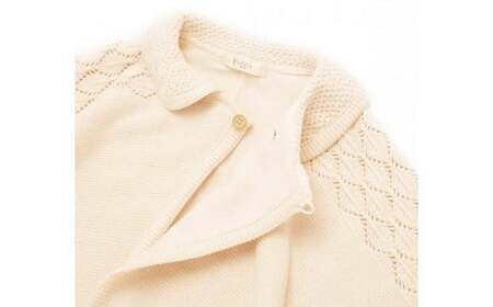 【ナチュラル】衿付き ケープ CO-Ｗ80 【60営業日程度で発送】|オーガニックコットン ニット 赤ちゃん 0歳～2歳 ベビー ベビー服 日本製