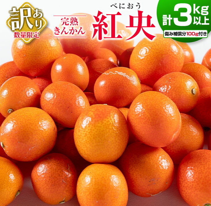【ふるさと納税】先行予約 訳あり 完熟 きんかん 紅央 計3kg以上 傷み補償分入り 数量限定 期間限定 訳アリ フルーツ 果物 くだもの 柑橘 金柑 おすすめ おすそ分け 国産 食品 デザート ブランド 希少 ご家庭用 ご自宅用 お取り寄せ 特産品 産地直送 宮崎県 日南市 送料無料