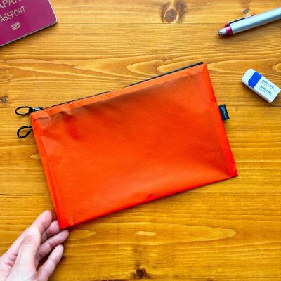 ふるさと納税 名古屋市 【オレンジ】A6が入るとっても軽いナイロンフラットポーチ(マチなし)