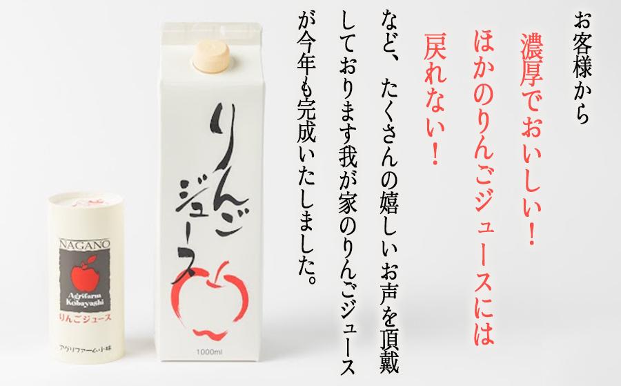 りんごジュース 195g×21本 無添加 酸化防止剤不使用 果汁100% カート缶 アグリファーム小林 沖縄県配送不可  お申込み順に発送予定信州の環境にやさしい農産物認証 18500円 長野県 飯綱