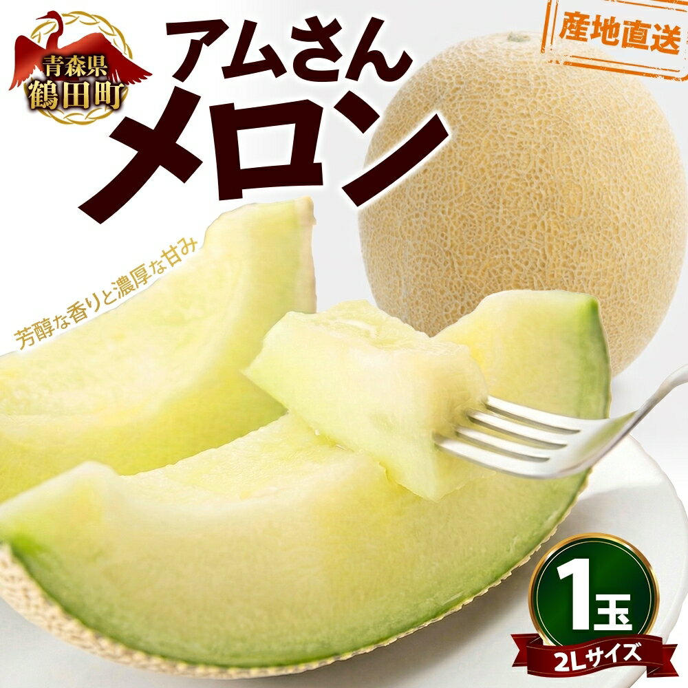 【ふるさと納税】青森県産 つがりあんメロン 「アムさん」 2Lサイズ 1玉 完熟 甘い ジューシー ハウス栽培 弘果弘前中央青果 産地直送 メロン フルーツ 果物 ギフト 贈答 青森県 鶴田町　お届け：2026年6月下旬～7月下旬