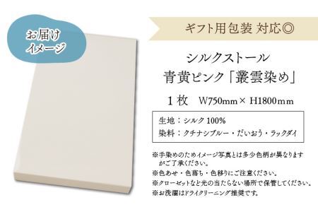 羽二重ストール 青黄ピンク 叢雲染め [C-053006]