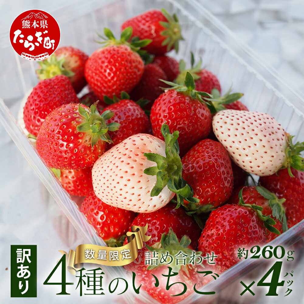 【ふるさと納税】【訳あり】熊本県産 いちご 詰め合わせ 約260g×4パック 坂下農園 産地直送 国産 新鮮 フレッシュ イチゴ 苺 フルーツ 果物 春 名産 熊本 多良木町 ビタミン 旬 いちご フルーツ 果物 くだもの 果実 熊本県 多良木町 送料無料