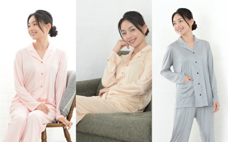 リヨセル＆シルク テーラーカラー前開き レディースパジャマ 株式会社ラブリー パジャマ工房 滋賀県 東近江市 A-I19 パジャマ レディース 前開き シルク リヨセル 部屋着 寝巻き ルームウェア 
