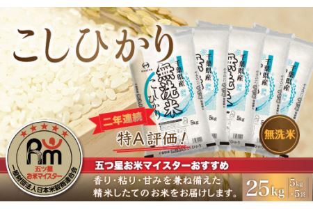 【新米】令和6年産 2年連続特A評価!千葉県産コシヒカリ25kg無洗米（5kg×5袋） E010