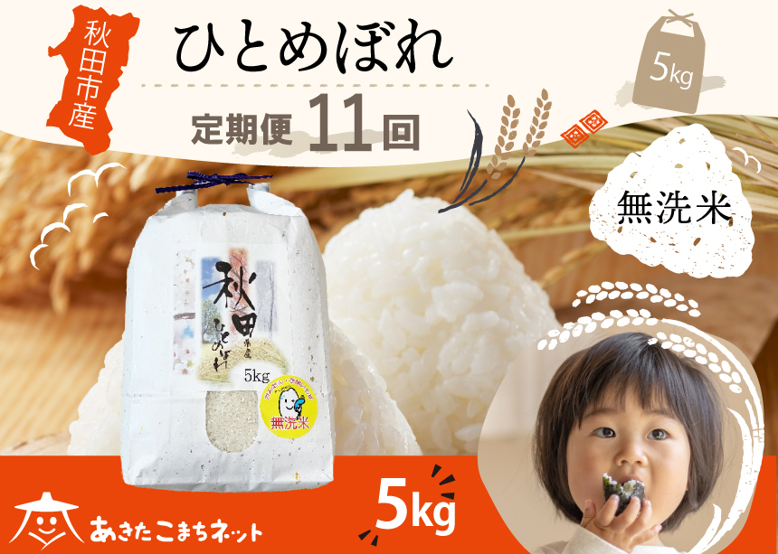 
            《定期便11ヶ月》ひとめぼれ 5kg 【無洗米】秋田市産
          