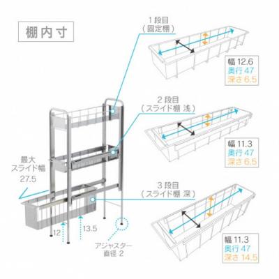 ふるさと納税 三条市 ランドリーサイドラック3段幅17cm ランドリー 洗濯機 横ラック [川口工器] 【037S028】 |  | 02