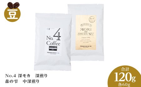 コーヒー豆セット　No.4 深モカと森の雫セット　合計120g