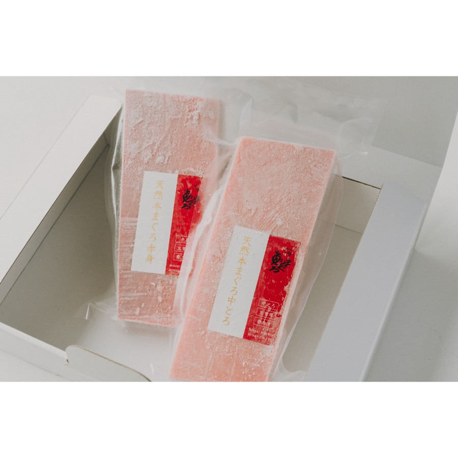 ＜FISHSTAND＞天然本まぐろ柵セット（中トロ・赤身/各200ｇ）