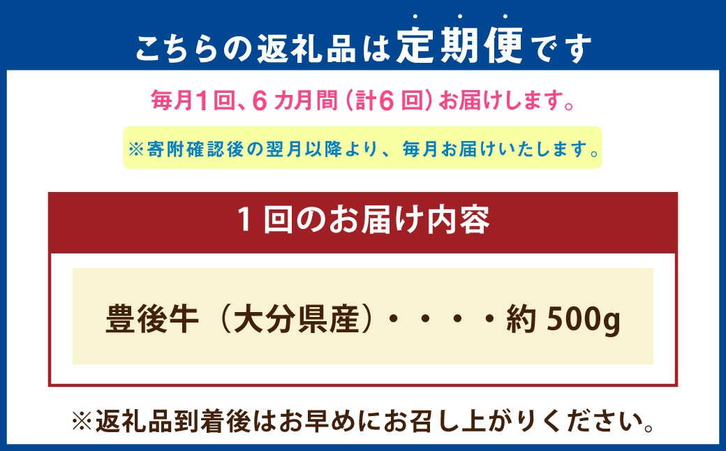 【6ヶ月定期便】 豊後牛 すき焼き用 約500g